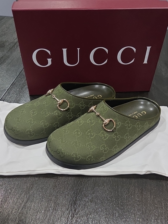Gucci Shoes - New Gucci Women's Mule with Horsebit - Olive Green Size 39.5